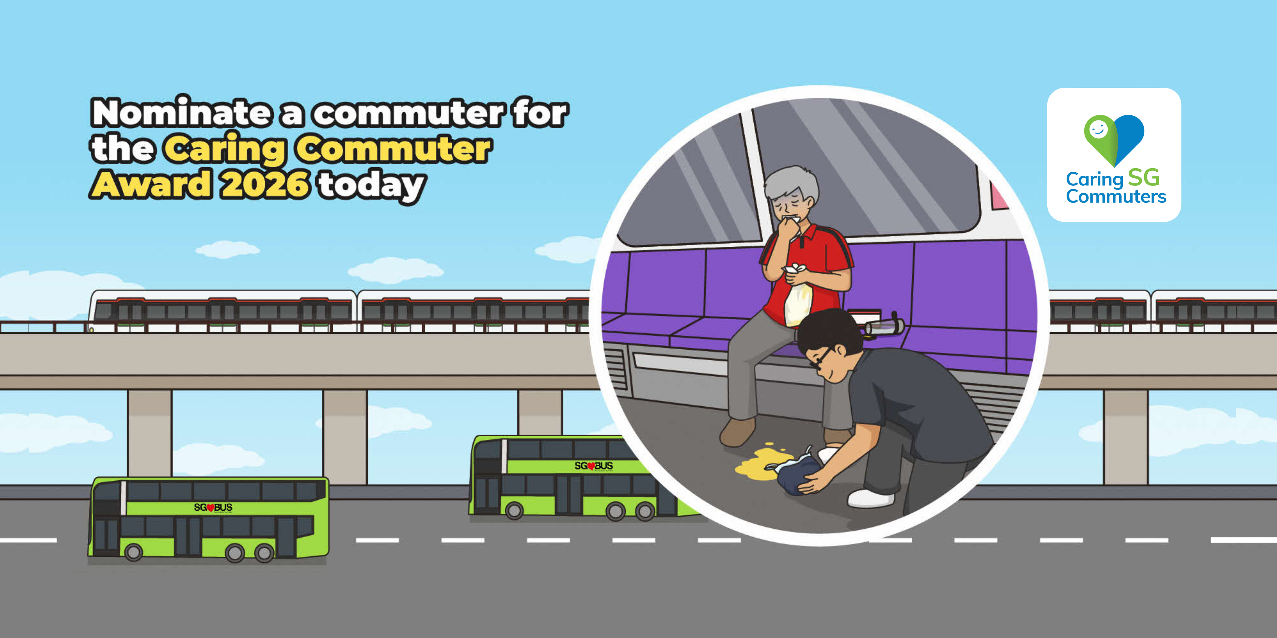 Caring SG Commuters logo with text “Caring Commuter Week 2025 – From Me to We, Our Journeys Are Better Together!”